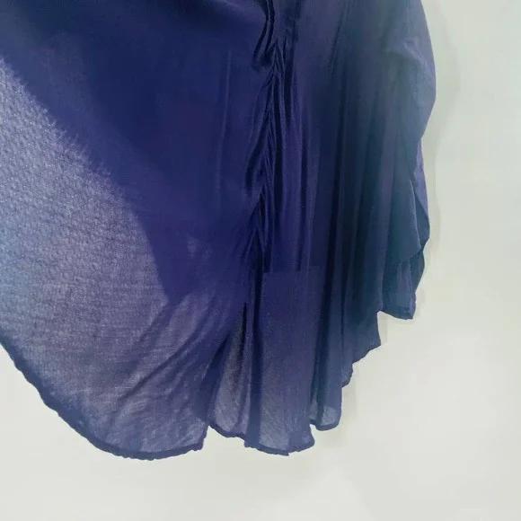 Free People Sisters of the Moon Pleated Button Front High Low Purple Top Size XS - Picture 12 of 13